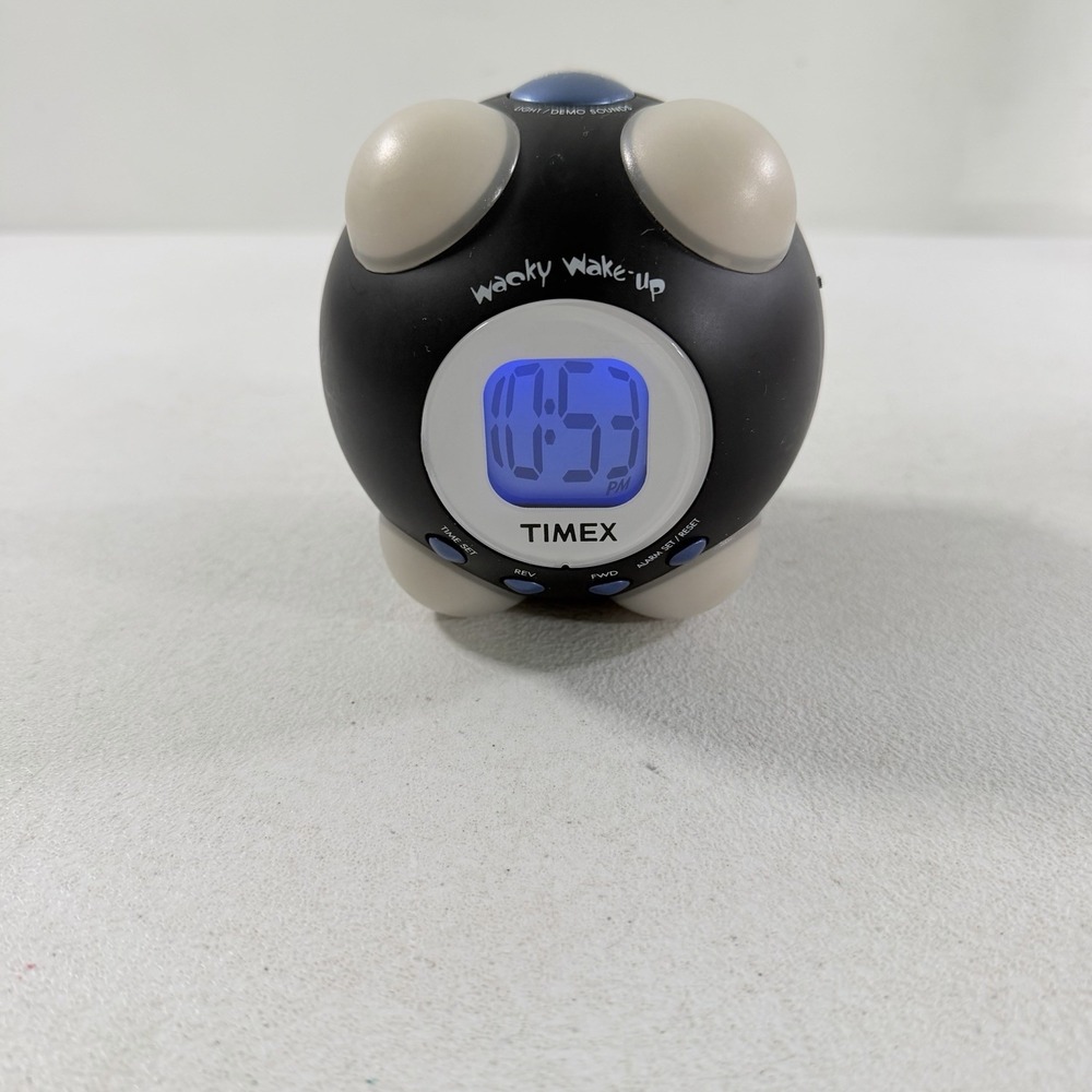 Vintage Timex T156B Wacky Wake-Up Shake N Wake Vibrating Talking Alarm WORKING